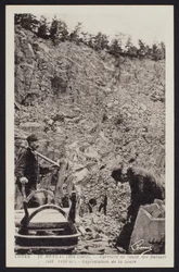 Flagstone Quarry Workers in Le Meygal, Balayes, Haute-Loire, c.1900